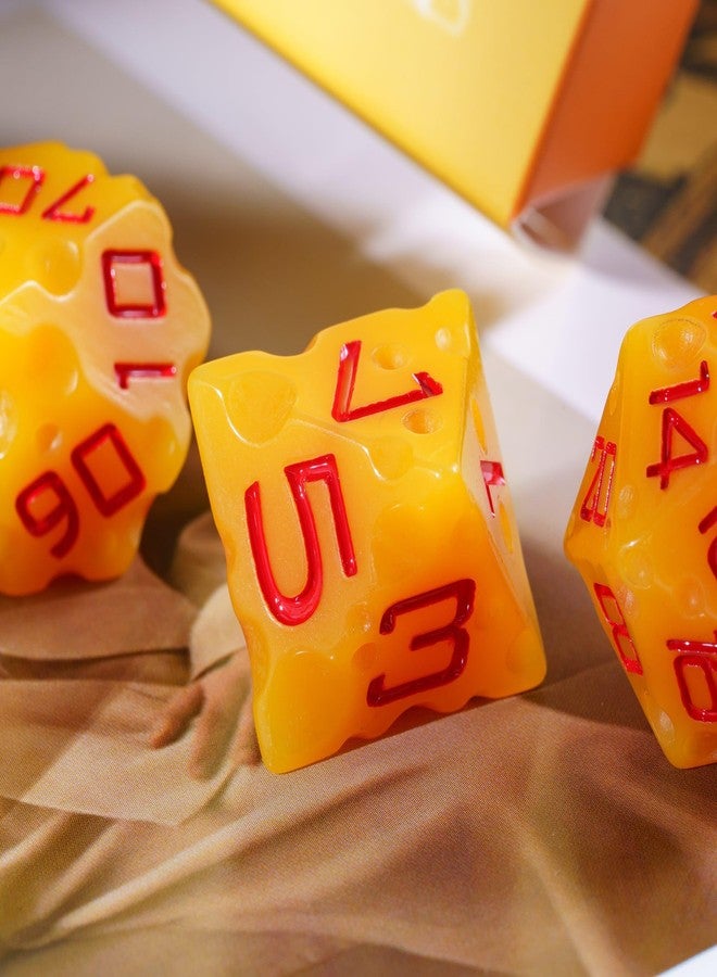 HDdais Cheese Dice Set, Yellow Resin Polyhedral DND Dice Set for D&D Role Playing Game and Other Tabletop Games - Image 5